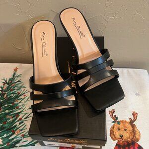 NEW Women's Anne Michelle Square Toe Cut Out Strap Heels - 6.5